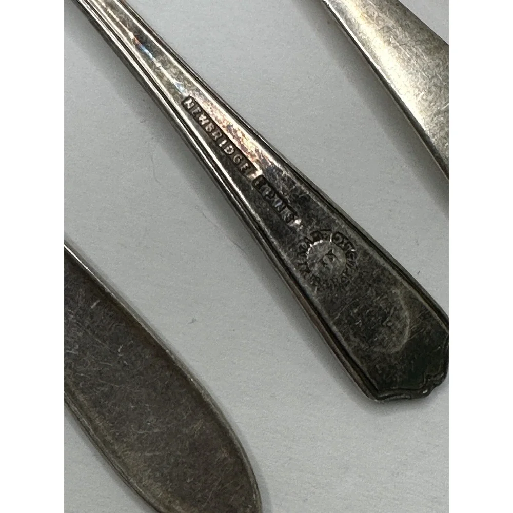 Silver Plated Flatware Lot Ladle Meat Fork Cocktail Butter Knife Spoon 11 pc VTG